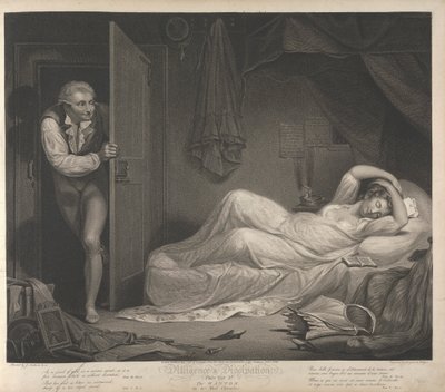 Diligência e Dissipação: A Wanton no seu quarto de cama (Prato 3) de Thomas Gaugain
