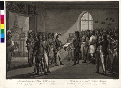 Tadeusz Kosciuszko e os aristocratas polacos pedem ao czar Paulo I que lhes devolva a liberdade de Thomas Gaugain