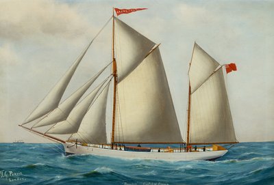 The Fore and Aft Schooner Grovehill em Full Sail (óleo sobre tela) de Thomas George Purvis