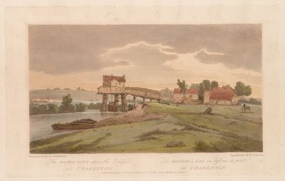 Uma seleção das vinte das vistas mais pitorescas de Paris: o moinho de água acima da ponte ... 1803 de Thomas Girtin