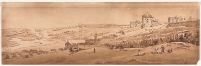 Uma seleção de vinte das vistas mais pitorescas de Paris: vista do terraço do palácio em St. Germain-en-Laye, o aqueduto de Marli visto à distância de Thomas Girtin