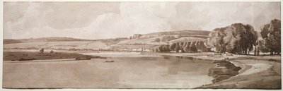 Uma seleção das vinte vistas mais pitorescas de Paris: vista de Belle Vue e Pont de Sêve, 1802 de Thomas Girtin
