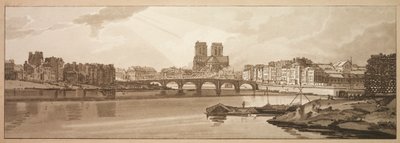 Uma seleção de vinte das vistas mais pitorescas de Paris: Vista da Pont de la Tournelle e Notre Dame tirada do Arsenal de Thomas Girtin