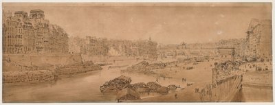 Uma seleção de vinte das vistas mais pitorescas de Paris: vista da cidade com o Louvre tirada da Pont Marie de Thomas Girtin