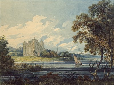 Duff House, Banff, 1794 (aquarela, com alguns arranhões, sobre indicações em grafite) de Thomas Girtin