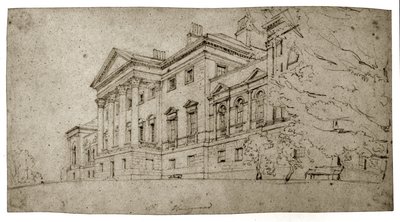 Harewood House, Yorkshire, c.1798 (grafite em papel texturizado) de Thomas Girtin