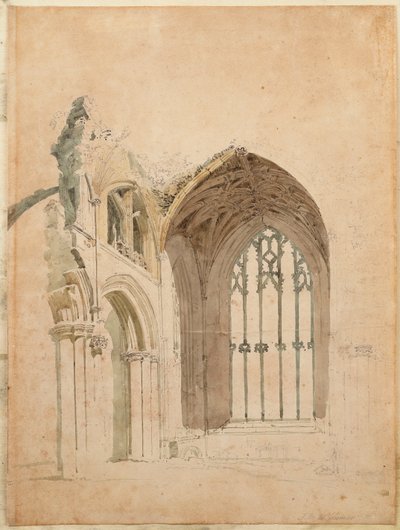Abadia de Melrose: A Janela do Leste, c.1770s de Thomas Girtin