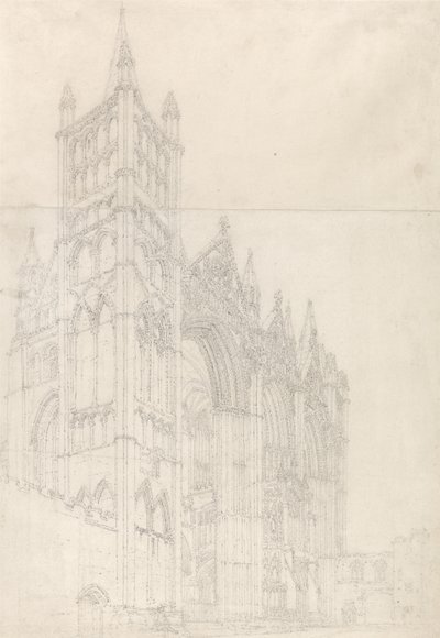 Catedral de Peterborough, Huntingdonshire, c.1794 (grafite em duas folhas de papel unidas) de Thomas Girtin