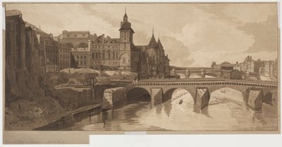 Seleção de vinte das vistas mais pitorescas de Paris: Vista de Pont au Change de Thomas Girtin