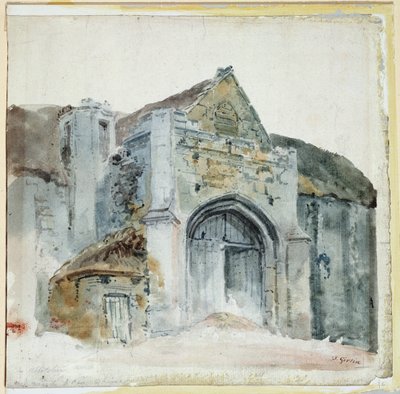 The Tithe Barn, Abbotsbury (aquarela sobre papel) de Thomas Girtin