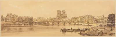 Vista da Pont de la Tournelle e de Notre-Dame, vista do Arsenal: prancha 11 de Thomas Girtin