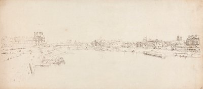 Vista das Tuileries e Ponte tirada da Pont de la Concorde de Thomas Girtin