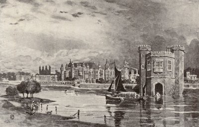 Hampton Court nos tempos de Carlos I (litografia) de Thomas Hamilton Crawford