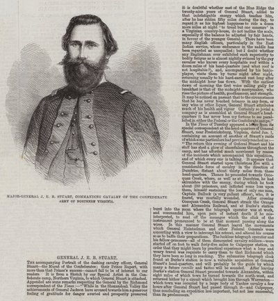 Major-General JEB Stuart, comandante da Cavalaria do Exército Confederado da Virgínia do Norte de Thomas Harrington Wilson