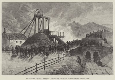 Mauricewood Colliery, Penicuik, Midlothian, a cena do fogo desastroso tardio de Thomas Harrington Wilson