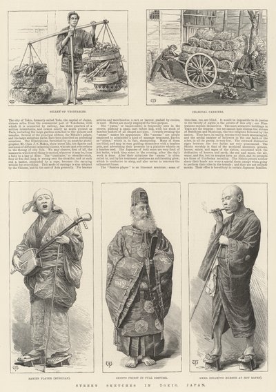 Esboços de ruas em Tokio, Japão de Thomas Harrington Wilson