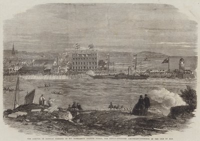 A chegada em Douglas Harbour de Sua Excelência Francis Pigott, o recém-nomeado Tenente-Governador da Ilha de Man de Thomas Harrington Wilson