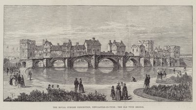 A exposição do jubileu real, Newcastle-on-Tyne, a ponte velha de Tyne de Thomas Harrington Wilson