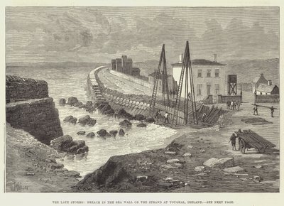 As tempestades tardias, a violação na parede do mar na Strand em Youghal, Irlanda de Thomas Harrington Wilson