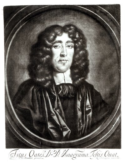 Retrato de Titus Oates (1649-1705) gravado por R. Thompson de Thomas Hawker