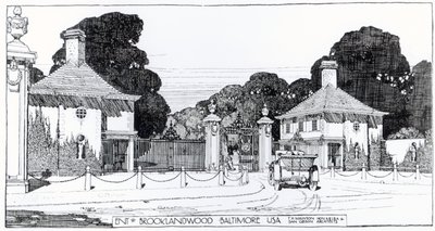 Entrada para Brooklandwood, Baltimore, EUA, de Thomas Mawson "The Art and Craft of Garden Making" de Thomas Hayton Mawson
