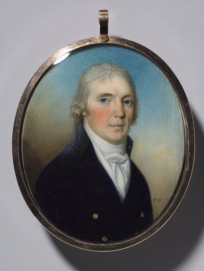 Par de Miniaturas: Retrato de um Homem e Retrato de uma Mulher Vestindo uma Miniatura, c. 1780 de Thomas Hazlehurst
