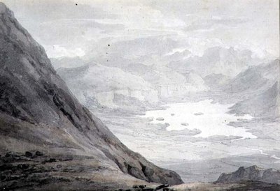 Derwentwater from Skiddaw (lápis e aguarela sobre papel) de Thomas Hearne