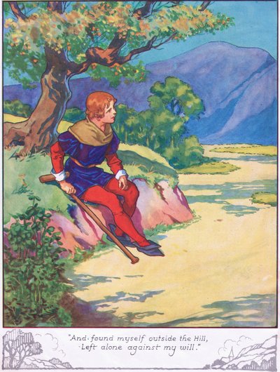 "E dei por mim fora da colina, deixado sozinho contra a minha vontade" (litografia a cores) de Thomas Heath Robinson