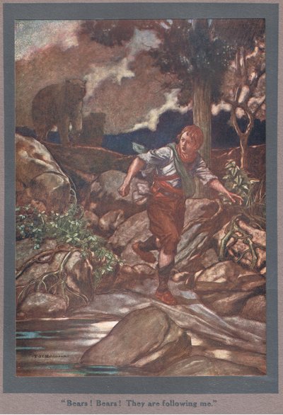Ursos! Ursos! Estão a seguir-me (litografia a cores) de Thomas Heath Robinson