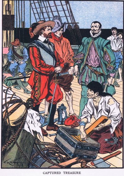 Tesouro capturado (litografia a cores) de Thomas Heath Robinson