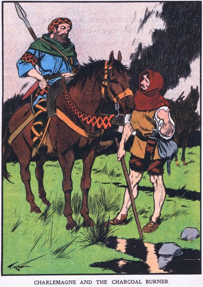 Carlos Magno e o carvoeiro (litografia a cores) de Thomas Heath Robinson