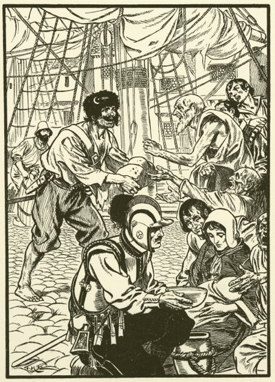 Alimentar os cidadãos com fome (gravura) de Thomas Heath Robinson