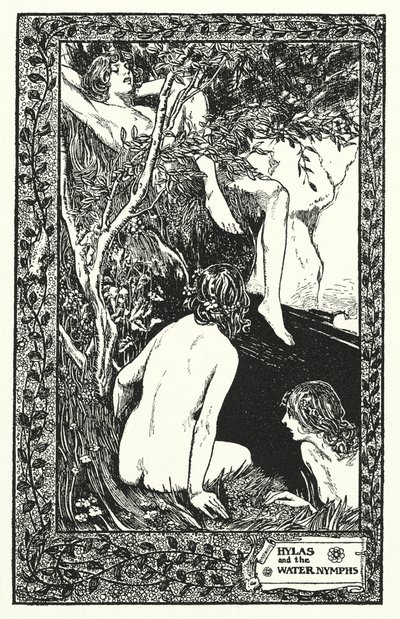 Hylas e as ninfas da água (litografia) de Thomas Heath Robinson
