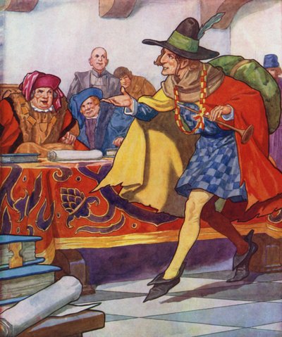 Ilustração para O Flautista de Hamelin (litografia a cores) de Thomas Heath Robinson