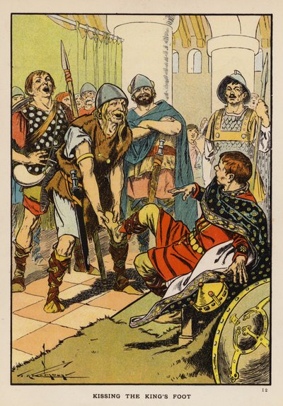 Beijar o pé do rei (litografia a cores) de Thomas Heath Robinson