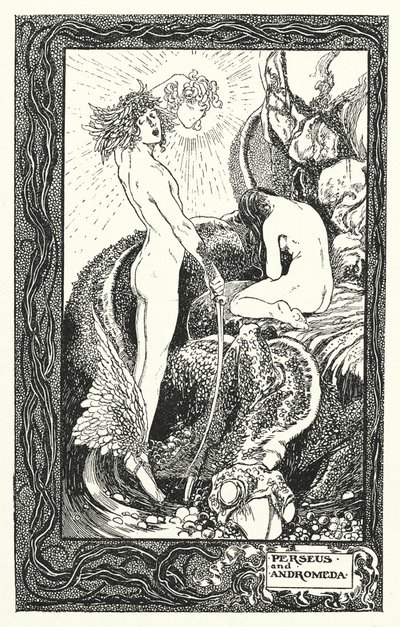 Perseu e Andrómeda (litografia) de Thomas Heath Robinson