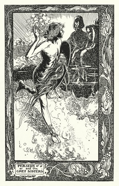 Perseu e as Irmãs Cinzentas (litografia) de Thomas Heath Robinson