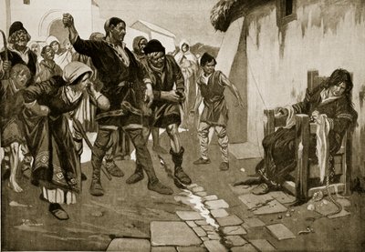 O banco de Cucking na época normanda, ilustração de "Hutchinson