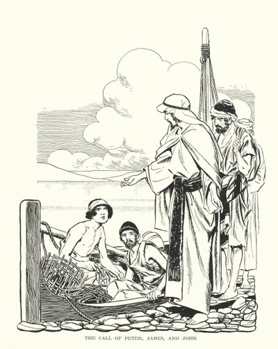 O chamamento de Pedro, Tiago e João (litografia) de Thomas Heath Robinson