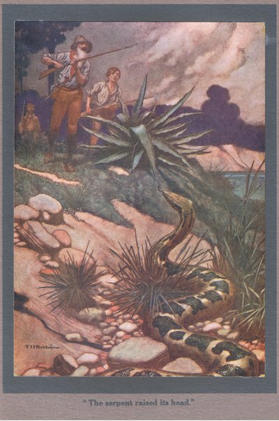 A serpente levantou a cabeça (litografia a cores) de Thomas Heath Robinson