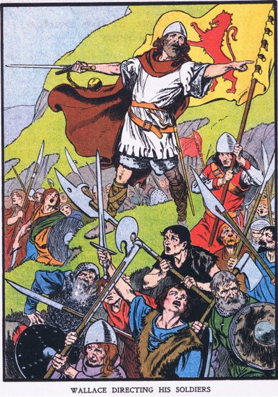 Wallace a comandar os seus soldados (litografia a cores) de Thomas Heath Robinson