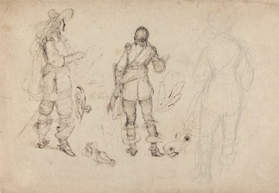 Página de Esboços de Cavaleiro, Cabeça de Cavalo, e Plumas de Thomas Henry Nicholson