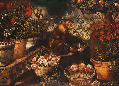 Um macaco em um jardim cercado, de Thomas Hiepes
