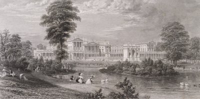 Vista do Palácio de Buckingham e Marble Arch, do Parque de St. James, c.1835 de Thomas Higham