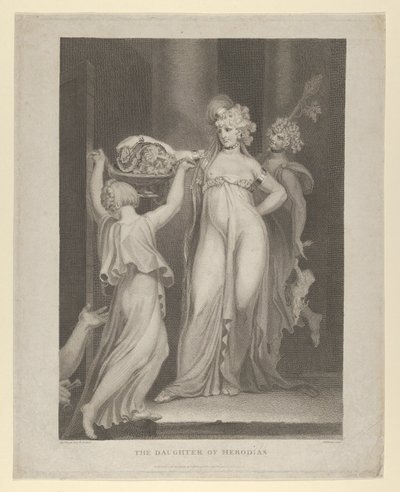 A Filha de Herodias Salomé Recebendo a Cabeça de João Batista, Mateus 14:10-11..., 1798. de Thomas Holloway