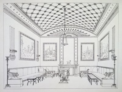Sala de desenho, ilustração de Mobiliário Doméstico e Decoração de Interiores de Thomas Hope