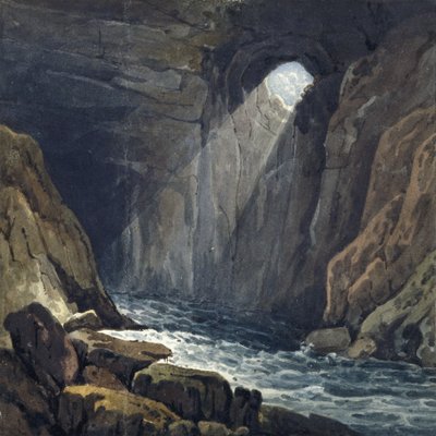 Interior da gruta de Porth yr Ogof de Thomas Hornor