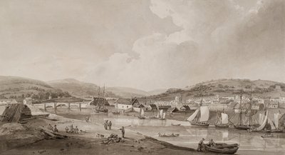 Neath, a partir da margem sul do rio (aguarela e lápis sobre papel) de Thomas Hornor