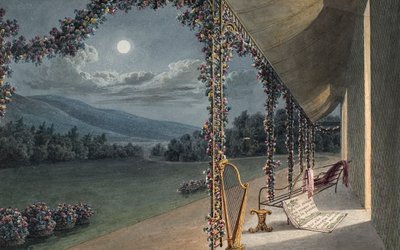 Rheola, Cena da sala de estar (aguarela e lápis sobre papel) de Thomas Hornor