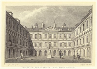Quadrilátero Interior, Holyrood Palace (gravura) de Thomas Hosmer (after) Shepherd